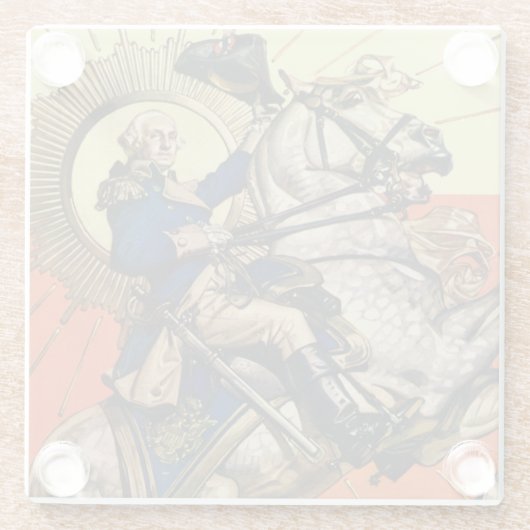 George Washington zu Pferd Glasuntersetzer (Rückseite)