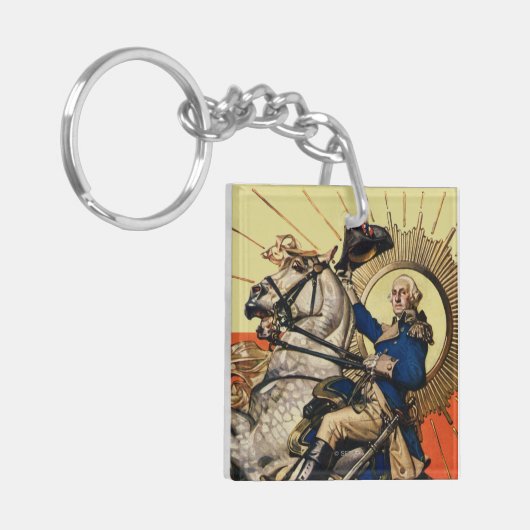 George Washington zu Pferd Schlüsselanhänger (Vorderseite links)