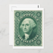George Washington Zwölf Cent US Postage Postkarte (Vorne/Hinten)