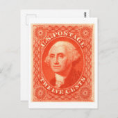 George Washington Zwölf Cent US Postage Postkarte (Vorne/Hinten)