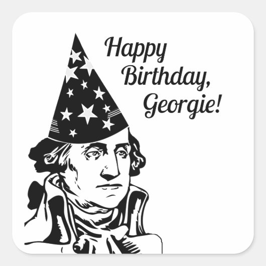 George Washingtons Geburtstag Quadratischer Aufkleber (Vorderseite)