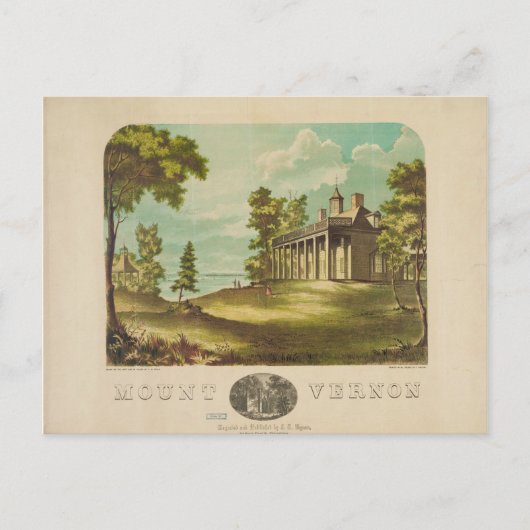 George Washintons Zuhause Mount Vernon von F. Coll Postkarte (Vorderseite)