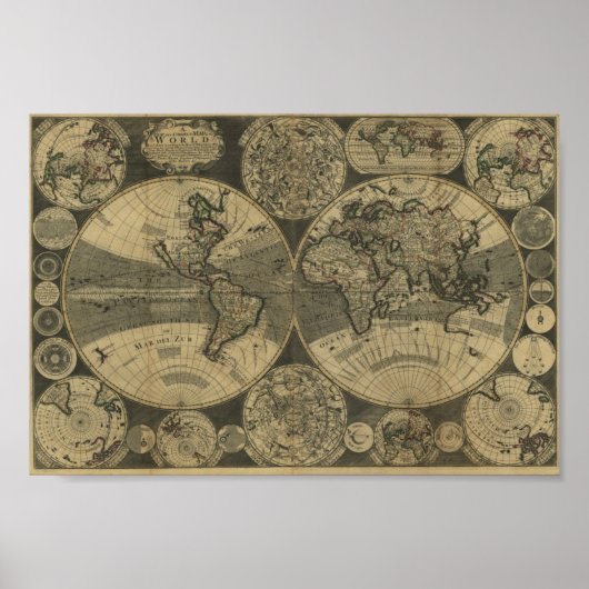 George Willdey 1702 Karte der Welt Poster (Vorne)