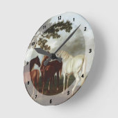 Georgec$stubbs-stuten und -fohlen in einer runde wanduhr (Winkel)