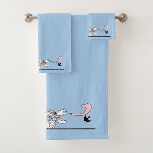 Georges Barbier 1920er Fashion Lady and Bird Badhandtuch Set (Insitu)