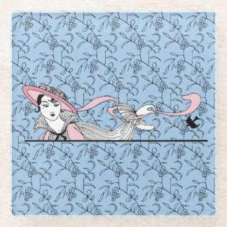 Georges Barbier 1920er Fashion Lady and Bird Glasuntersetzer