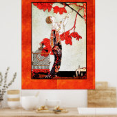 Georges Barbier Art Deco in Orange Poster (Küche)