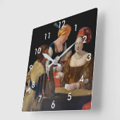 Georges de la Tour - Cheat with Ace of Diamonds Quadratische Wanduhr (Winkel)