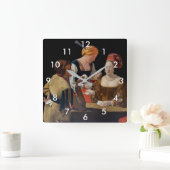 Georges de la Tour - Cheat with Ace of Diamonds Quadratische Wanduhr (Zuhause)