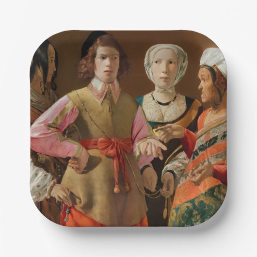 Georges de la Tour - Die Wahrsagerin Pappteller (Vorderseite)