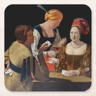 Georges de la Tour - Falschspieler mit Karo-Ass Rechteckiger Pappuntersetzer