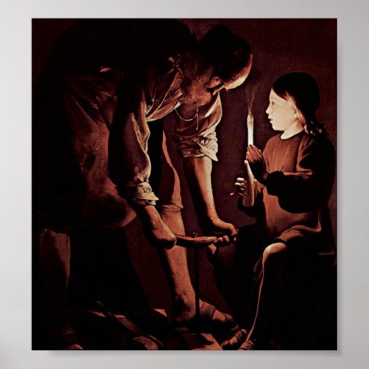 Georges de La Tour - St Joseph als Zimmermann Poster (Vorne)