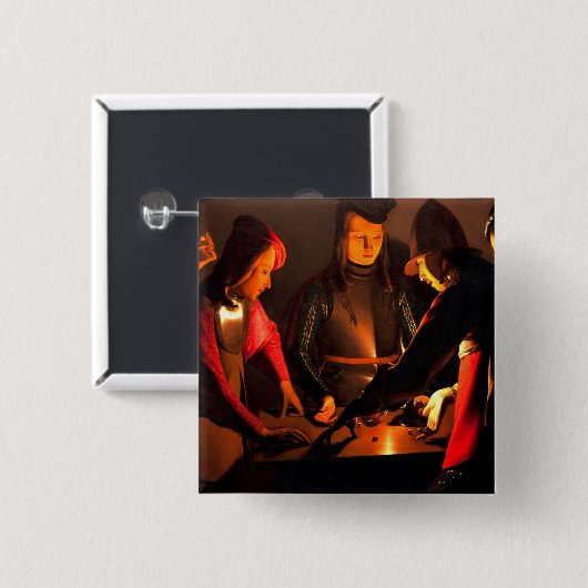 Georges de la Tour - The Dices Players Button (Vorne & Hinten)