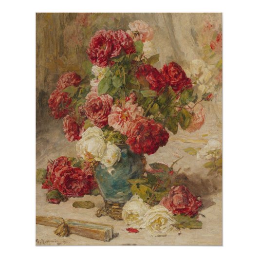 Georges Jeannin - Ein Stillleben mit Rose in einem Poster (Vorderseite)