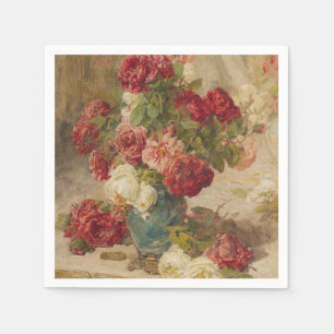 Georges Jeannin - Ein Stillleben mit Rose in einem Serviette