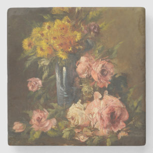 Georges Jeannin Vintage Blume Still Life Steinuntersetzer