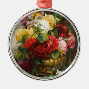 Georges Jeannin Vintage-Blumenstück in Vase Ornament Aus Metall