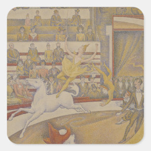 Georges Pierre Seurat der Zirkus, 1891 Quadratischer Aufkleber