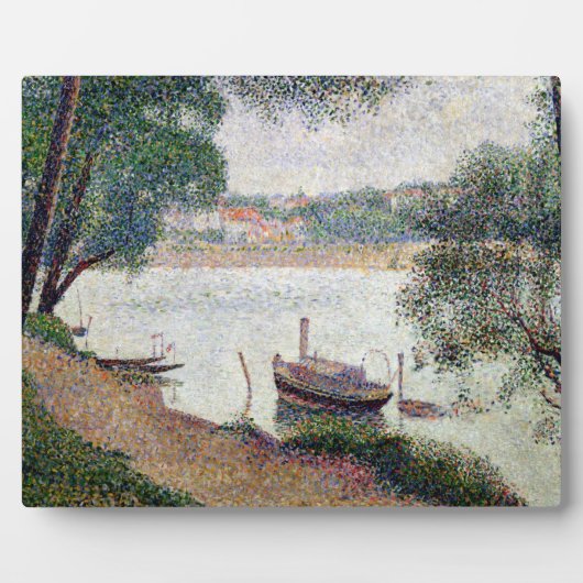 Georges Pierre Seurat | Flusslandschaft mit Schiff Fotoplatte (Vorderseite)