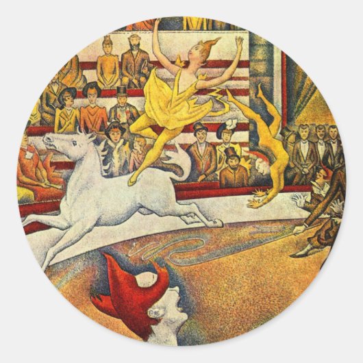 Georges Seurat - Der Zirkus - Circus Runder Aufkleber (Vorderseite)