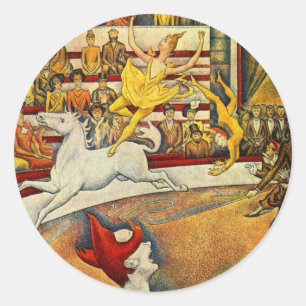 Georges Seurat - Der Zirkus - Circus Runder Aufkleber