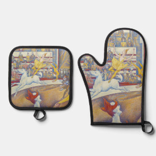 Georges Seurat - Der Zirkus Ofenhandschuh & Topflappen-Set