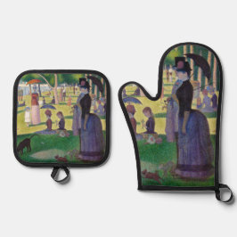 Georges Seurat - Ein Sonntag auf La Grande Jatte Ofenhandschuh & Topflappen-Set