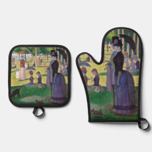 Georges Seurat - Ein Sonntag auf La Grande Jatte Ofenhandschuh & Topflappen-Set