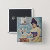 Georges Seurat - Junge Frau Powdering sich selbst Button (Vorne & Hinten)