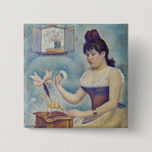Georges Seurat - Junge Frau Powdering sich selbst Button (Vorderseite)