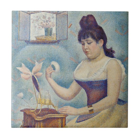 Georges Seurat - Junge Frau Powdering sich selbst Fliese (Vorderseite)
