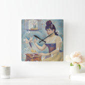 Georges Seurat - Junge Frau Powdering sich selbst Quadratische Wanduhr (Zuhause)