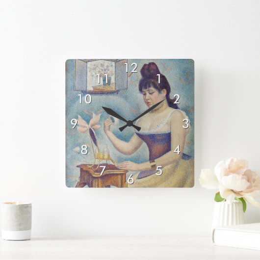 Georges Seurat - Junge Frau Powdering sich selbst Quadratische Wanduhr (Zuhause)