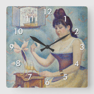 Georges Seurat - Junge Frau Powdering sich selbst Quadratische Wanduhr