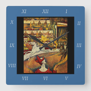 Georges Seurat's The Circus (1891) - Clown & Rider Quadratische Wanduhr