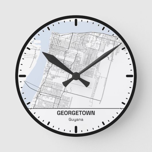 Georgetown Clock City Line Art Runde Wanduhr (Vorderseite)