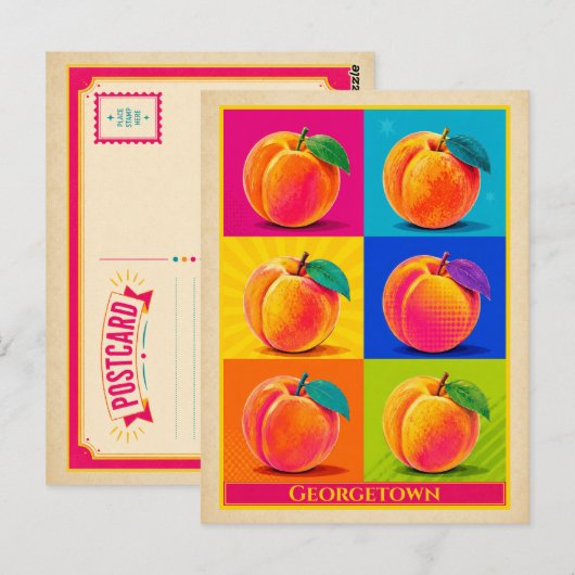 Georgetown Postkarte Delaware Pfirsich Vintage (Vorne/Hinten)