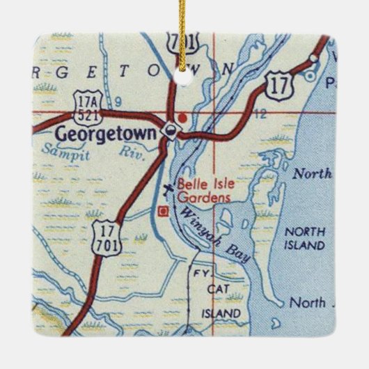 Georgetown SC Vintage Karte Keramikornament (Rückseite)