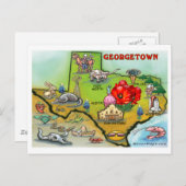 Georgetown Texas Cartoon Karte (Vorne/Hinten)