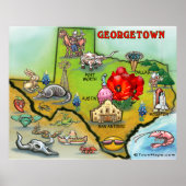 Georgetown Texas Cartoon Map Poster (Vorne)