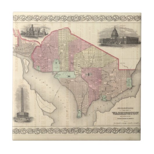Georgetown und die Stadt von Washington Fliese (Vorderseite)