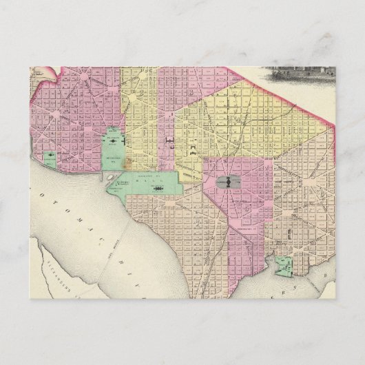Georgetown und die Stadt Washington Postkarte (Vorderseite)