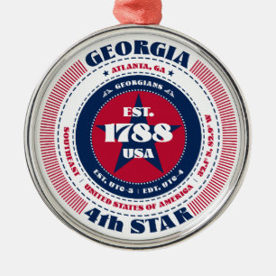 Georgia 4. Weihnachtsbaumkugeln des Staates Ornament Aus Metall
