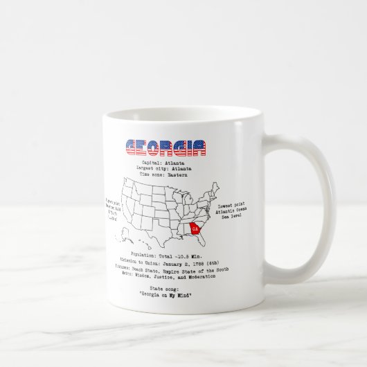 Georgia American Staat auf der Karte und nützliche Kaffeetasse (Rechts)