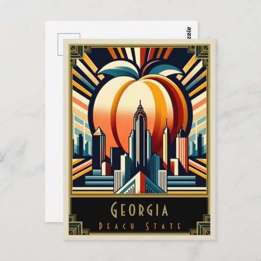 Georgia | Art Deco Postkarte (Vorne/Hinten)
