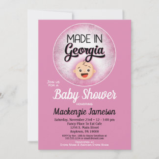 Georgia Baby Shower Funny Pink Girls Einladung