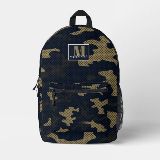 Georgia Black & Gold Yellow Camo Bedruckter Rucksack (Vorderseite)