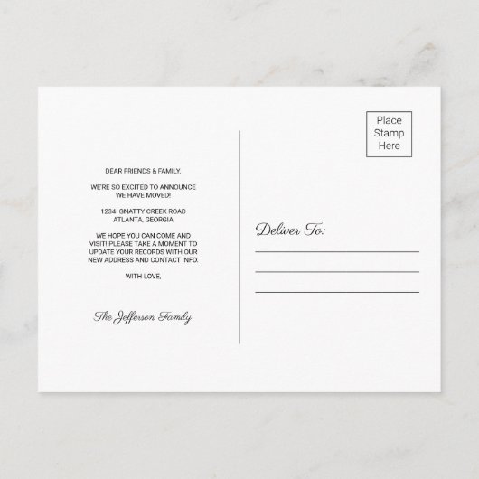 Georgia Chalkboard Staat Map Moving Postcard Ankündigungspostkarte (Rückseite)