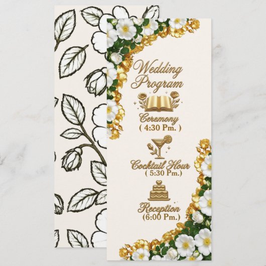 Georgia Cherokee Rose Hochzeitsprogrammkarte Programm (Vorne/Hinten)