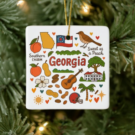 Georgia Custom Family Trip Christmas Keramikornament (Baum)